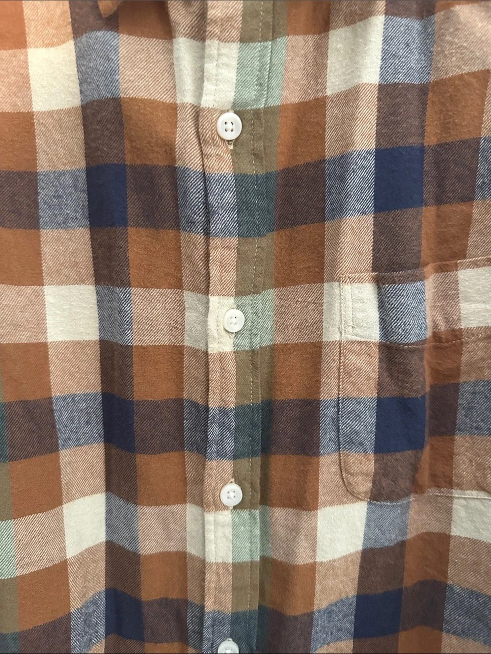J. Crew Plaid Button-Down Shirt in Brown, Blue & Cream